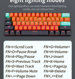 Planet Gates MKA610-Black / Red Switch MUCAI MKA610 USB Mini Mechanical Gaming Wired Keyboard Red Switch 61 Key Gamer for Computer PC Laptop Detachable Cable