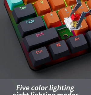 Planet Gates MKA610-Black / Red Switch MUCAI MKA610 USB Mini Mechanical Gaming Wired Keyboard Red Switch 61 Key Gamer for Computer PC Laptop Detachable Cable