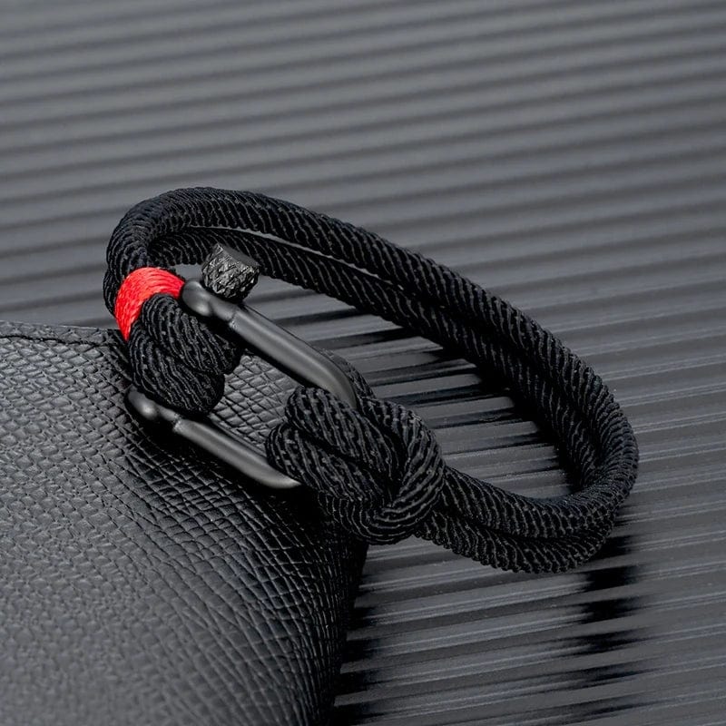 Planet Gates MKENDN Men Black Stainless Steel U shape Survival Bracelet Outdoor Camping Rescue Emergency Shackle Rope Bracelet For Women