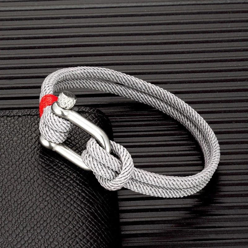Planet Gates MKENDN Men Black Stainless Steel U shape Survival Bracelet Outdoor Camping Rescue Emergency Shackle Rope Bracelet For Women