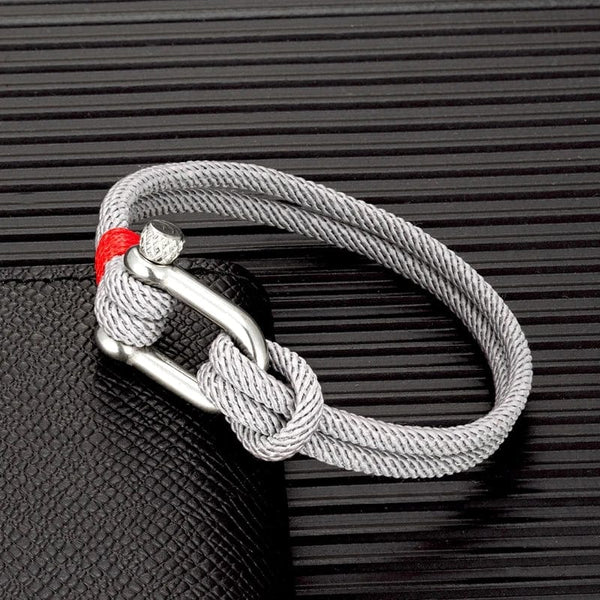 Planet Gates MKENDN Men Black Stainless Steel U shape Survival Bracelet Outdoor Camping Rescue Emergency Shackle Rope Bracelet For Women