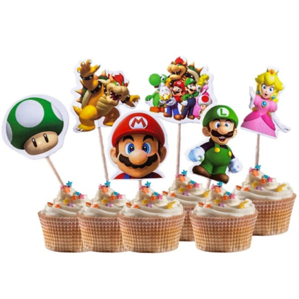 Planet Gates MLA-24PCS / Other / CHINA 24Pcs/Set Super Mario Bros Cake Toppers Mario Party CupCake Flags Cartoon Baby Shower Kids Birthday Party Cake Decorations Gifts