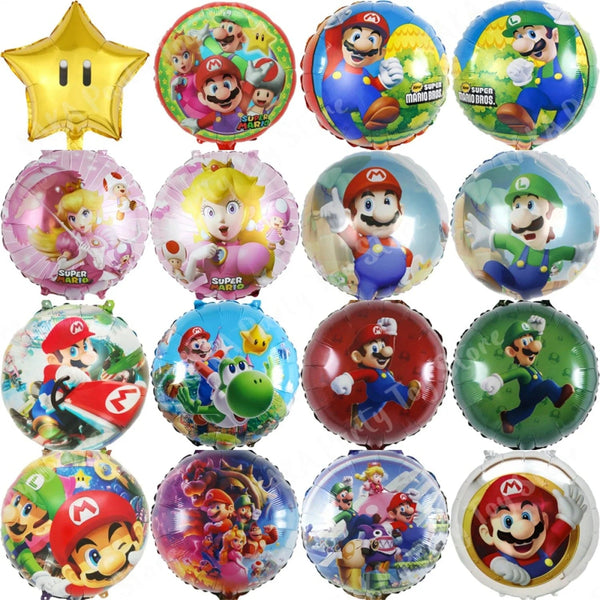 Planet Gates MLA1-6PCS / 18 inch / CHINA 6Pcs 18inch Super Mario Bros Foil Balloon Set children‘s Birthday Party Decoration Baby Shower Inflatable Boys Toy Gifts Globos