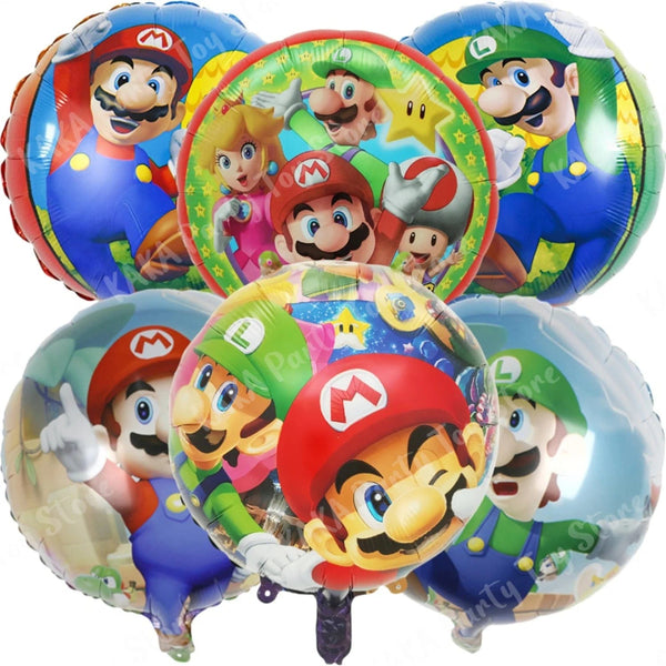 Planet Gates MLA1-6PCS / 18 inch / CHINA 6Pcs 18inch Super Mario Bros Foil Balloon Set children‘s Birthday Party Decoration Baby Shower Inflatable Boys Toy Gifts Globos