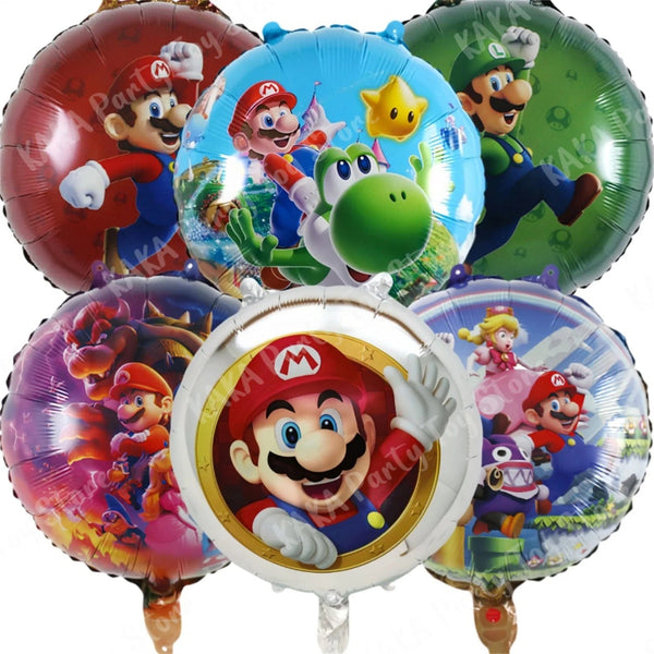 Planet Gates MLA1-6PCS / 18 inch / CHINA 6Pcs 18inch Super Mario Bros Foil Balloon Set children‘s Birthday Party Decoration Baby Shower Inflatable Boys Toy Gifts Globos