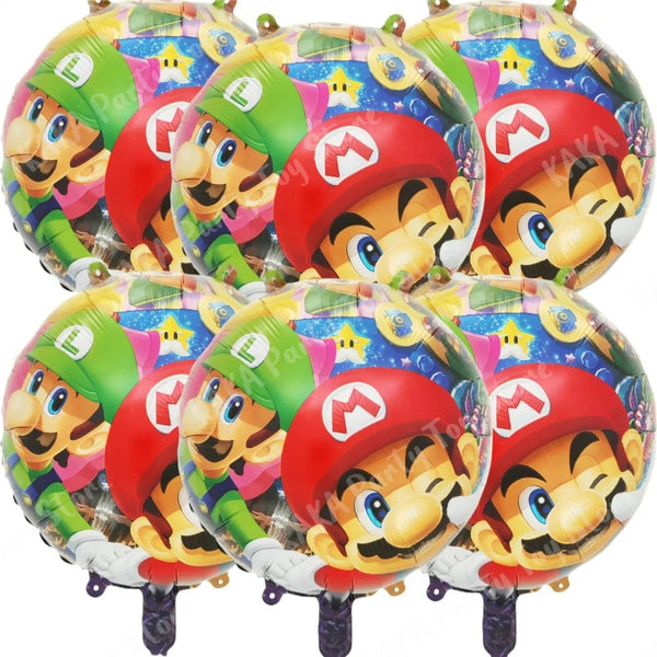 Planet Gates MLA1-6PCS / 18 inch / CHINA 6Pcs 18inch Super Mario Bros Foil Balloon Set children‘s Birthday Party Decoration Baby Shower Inflatable Boys Toy Gifts Globos