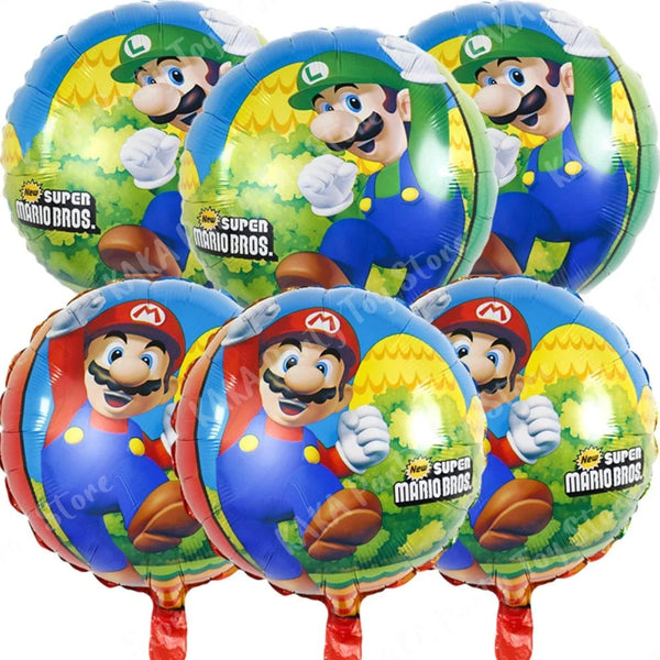 Planet Gates MLA1-6PCS / 18 inch / CHINA 6Pcs 18inch Super Mario Bros Foil Balloon Set children‘s Birthday Party Decoration Baby Shower Inflatable Boys Toy Gifts Globos