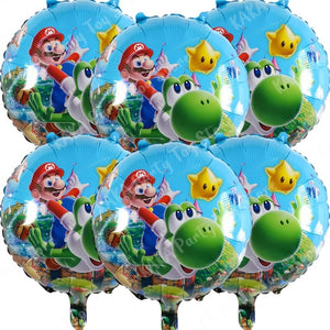 Planet Gates MLA1-6PCS / 18 inch / CHINA 6Pcs 18inch Super Mario Bros Foil Balloon Set children‘s Birthday Party Decoration Baby Shower Inflatable Boys Toy Gifts Globos
