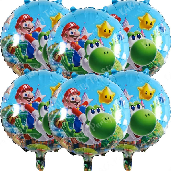 Planet Gates MLA1-6PCS / 18 inch / CHINA 6Pcs 18inch Super Mario Bros Foil Balloon Set children‘s Birthday Party Decoration Baby Shower Inflatable Boys Toy Gifts Globos