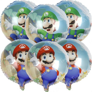 Planet Gates MLA1-6PCS / 18 inch / CHINA 6Pcs 18inch Super Mario Bros Foil Balloon Set children‘s Birthday Party Decoration Baby Shower Inflatable Boys Toy Gifts Globos