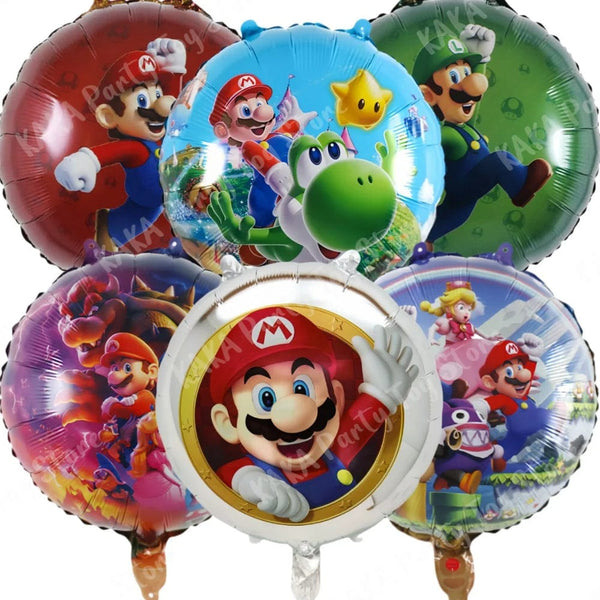 Planet Gates MLA1-6PCS / 18 inch / CHINA 6Pcs 18inch Super Mario Bros Foil Balloon Set children‘s Birthday Party Decoration Baby Shower Inflatable Boys Toy Gifts Globos