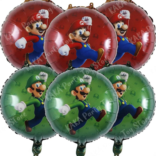 Planet Gates MLA1-6PCS / 18 inch / CHINA 6Pcs 18inch Super Mario Bros Foil Balloon Set children‘s Birthday Party Decoration Baby Shower Inflatable Boys Toy Gifts Globos