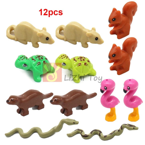Planet Gates MOC Animal Figure Brick Building Blocks Pet Zoo Dog Penguin Cat Clown Fish Bird Bear Bat Squirrel Owl DIY Model Toys Girls Kids