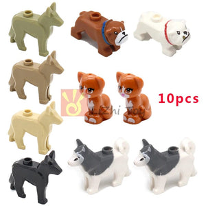 Planet Gates MOC Animal Figure Brick Building Blocks Pet Zoo Dog Penguin Cat Clown Fish Bird Bear Bat Squirrel Owl DIY Model Toys Girls Kids