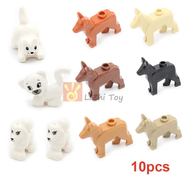 Planet Gates MOC Animal Figure Brick Building Blocks Pet Zoo Dog Penguin Cat Clown Fish Bird Bear Bat Squirrel Owl DIY Model Toys Girls Kids