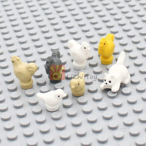 Planet Gates MOC Animal Figure Brick Building Blocks Pet Zoo Dog Penguin Cat Clown Fish Bird Bear Bat Squirrel Owl DIY Model Toys Girls Kids