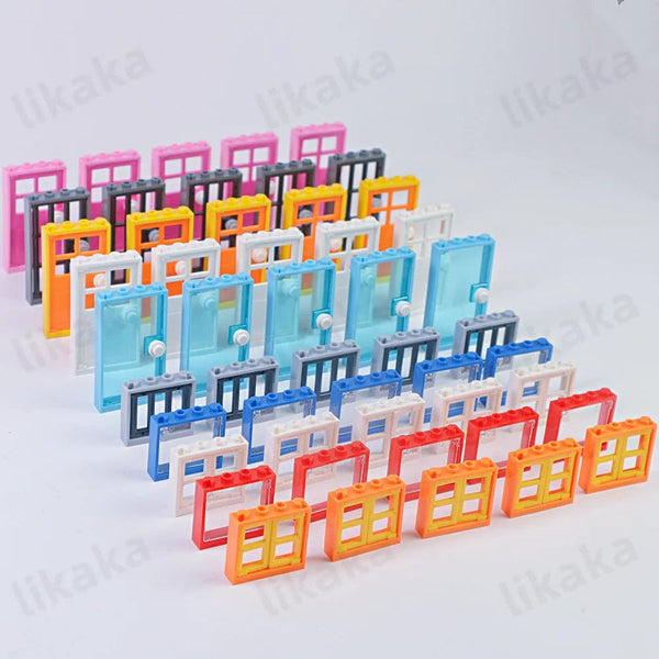 Planet Gates MOC City Friends House Door Window Set Building Blocks Toys Compatible Classic Architecture Blocks Parts DIY Bricks Kids Toys