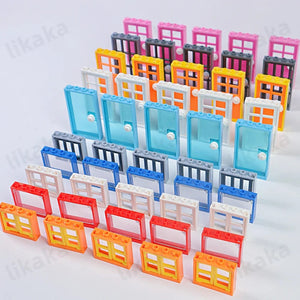 Planet Gates MOC City Friends House Door Window Set Building Blocks Toys Compatible Classic Architecture Blocks Parts DIY Bricks Kids Toys