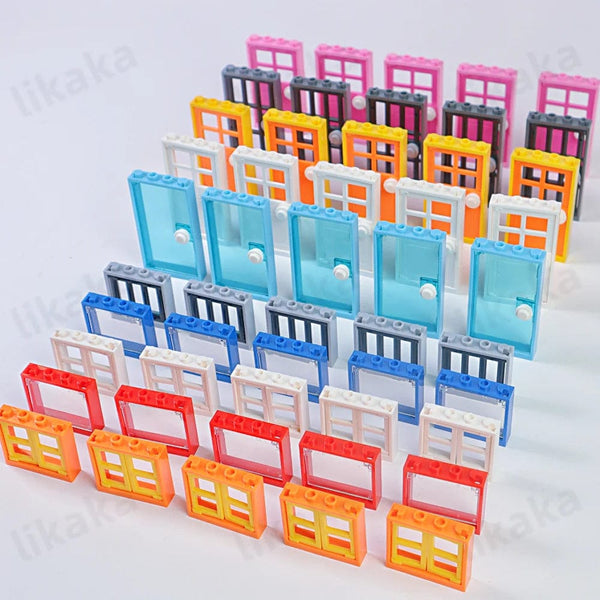 Planet Gates MOC City Friends House Door Window Set Building Blocks Toys Compatible Classic Architecture Blocks Parts DIY Bricks Kids Toys