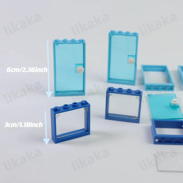 Planet Gates MOC City Friends House Door Window Set Building Blocks Toys Compatible Classic Architecture Blocks Parts DIY Bricks Kids Toys