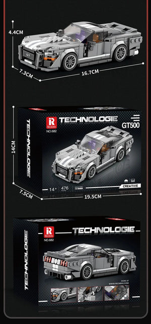 Planet Gates MOC GT500 Sports Car Technical Classic Building Blocks Bricks Children DIY Toys Assembling Models Birthday Gifts Boys Decoration