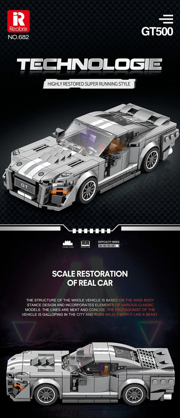 Planet Gates MOC GT500 Sports Car Technical Classic Building Blocks Bricks Children DIY Toys Assembling Models Birthday Gifts Boys Decoration