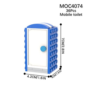 Planet Gates MOC4074 MOC4074 City Series 36Pcs MOC Scenes Portable Toilet Street View Decoration DIY Building Blocks Education Kids Toys For Children