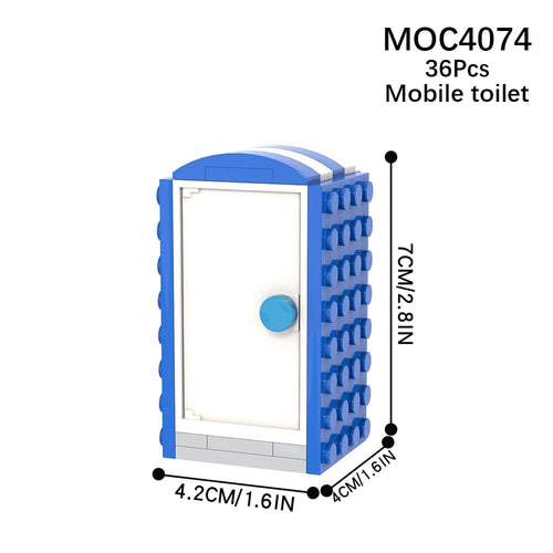 Planet Gates MOC4074 MOC4074 City Series 36Pcs MOC Scenes Portable Toilet Street View Decoration DIY Building Blocks Education Kids Toys For Children