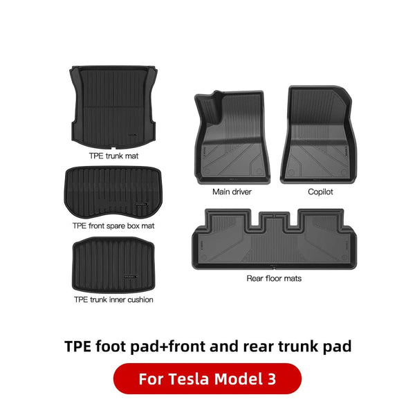 Planet Gates Model 3 Package A / france YZ For Tesla Floor Mats Model 3 Y 2021-2023 Car Four Seasons Waterproof Non-slip Floor Mat NEW  TPE Special Car Accessories