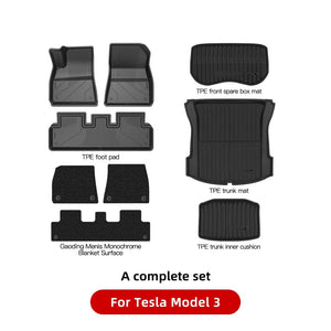 Planet Gates Model 3 Package B / CHINA YZ For Tesla Floor Mats Model 3 Y 2021-2023 Car Four Seasons Waterproof Non-slip Floor Mat NEW  TPE Special Car Accessories