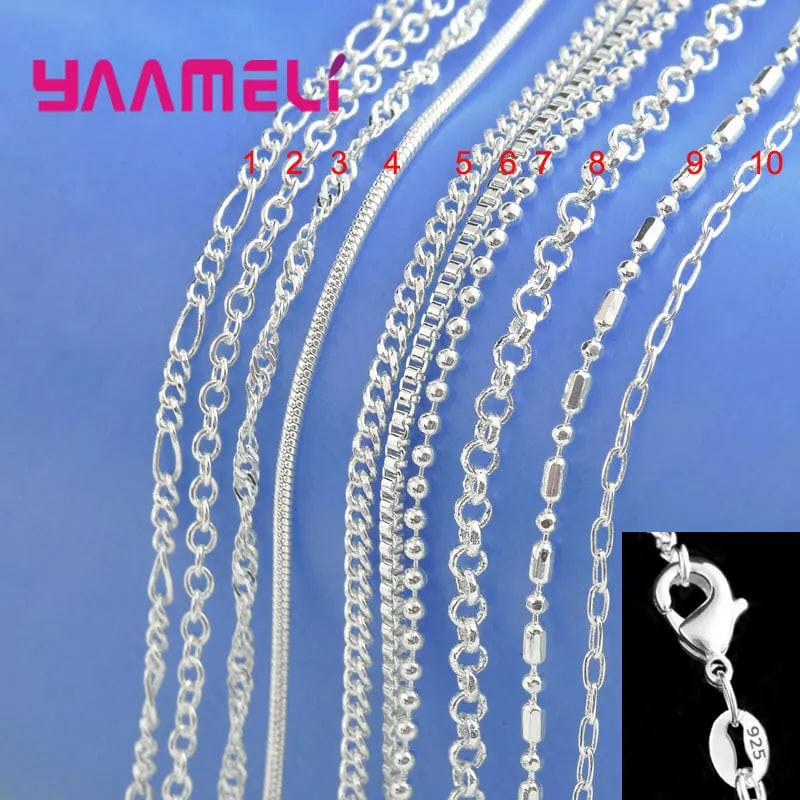 Planet Gates Model 4 / 16 Inch (40CM) 100% Authentic Genuine 925 Sterling Silver Link Chain Necklace with Lobster Clasps fit Men Women Pendant 10 Designs 16-30 Inches