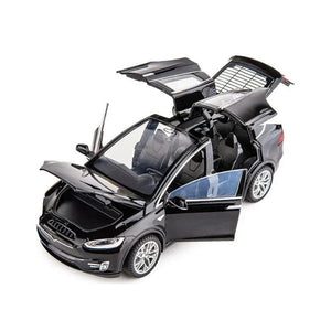 Planet Gates Model X black 1:32 Tesla Model S 100D Model X 90D Toy Car Model Diecast Alloy Metal Sound & Light Pull Back Collection Gift For Boy Kid