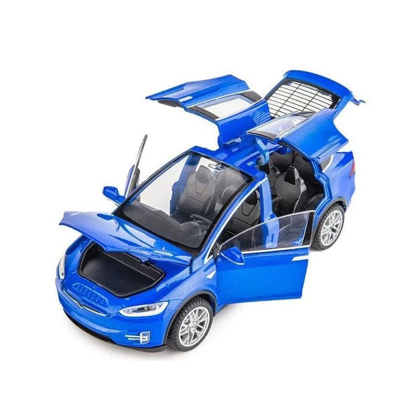 Planet Gates Model X blue 1:32 Tesla Model S 100D Model X 90D Toy Car Model Diecast Alloy Metal Sound & Light Pull Back Collection Gift For Boy Kid