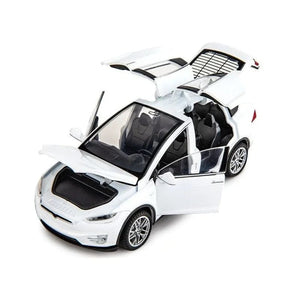 Planet Gates Model X white 1:32 Tesla Model S 100D Model X 90D Toy Car Model Diecast Alloy Metal Sound & Light Pull Back Collection Gift For Boy Kid