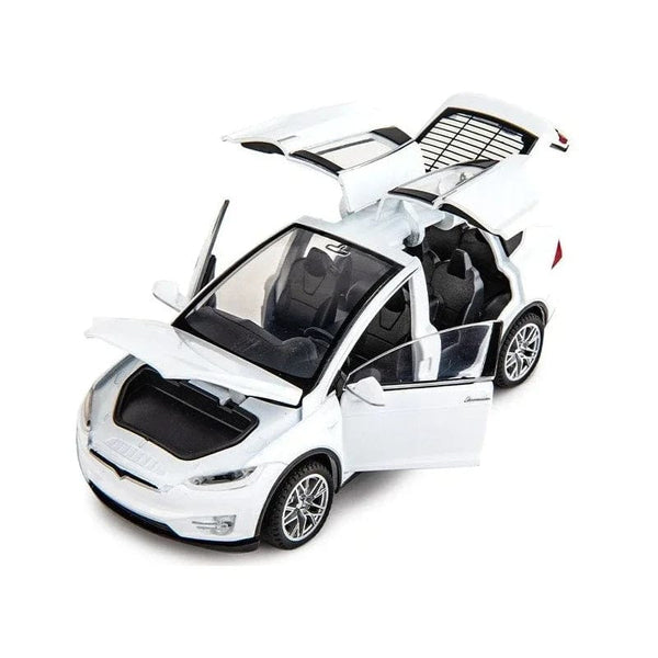 Planet Gates Model X white 1:32 Tesla Model S 100D Model X 90D Toy Car Model Diecast Alloy Metal Sound & Light Pull Back Collection Gift For Boy Kid