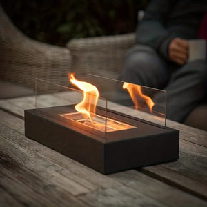 Planet Gates Modern 1pc Indoor Outdoor Tabletop Rectangular Alcohol Fireplace - Stylish Metal Design for Cozy Ambiance and Warmth