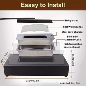 Planet Gates Modern 1pc Indoor Outdoor Tabletop Rectangular Alcohol Fireplace - Stylish Metal Design for Cozy Ambiance and Warmth