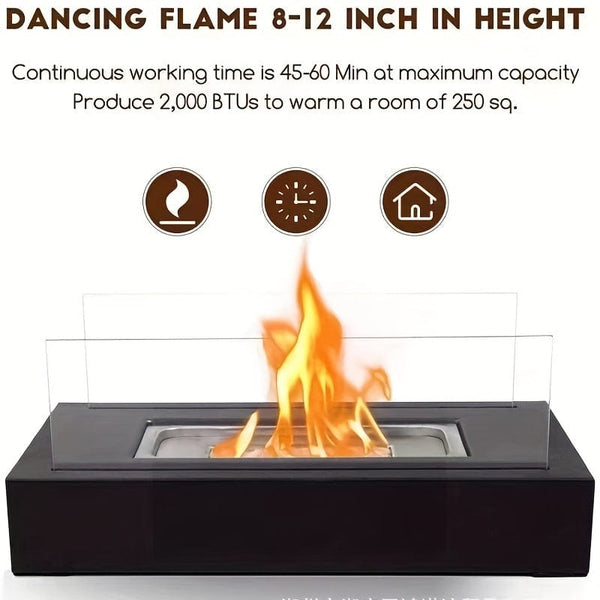 Planet Gates Modern 1pc Indoor Outdoor Tabletop Rectangular Alcohol Fireplace - Stylish Metal Design for Cozy Ambiance and Warmth