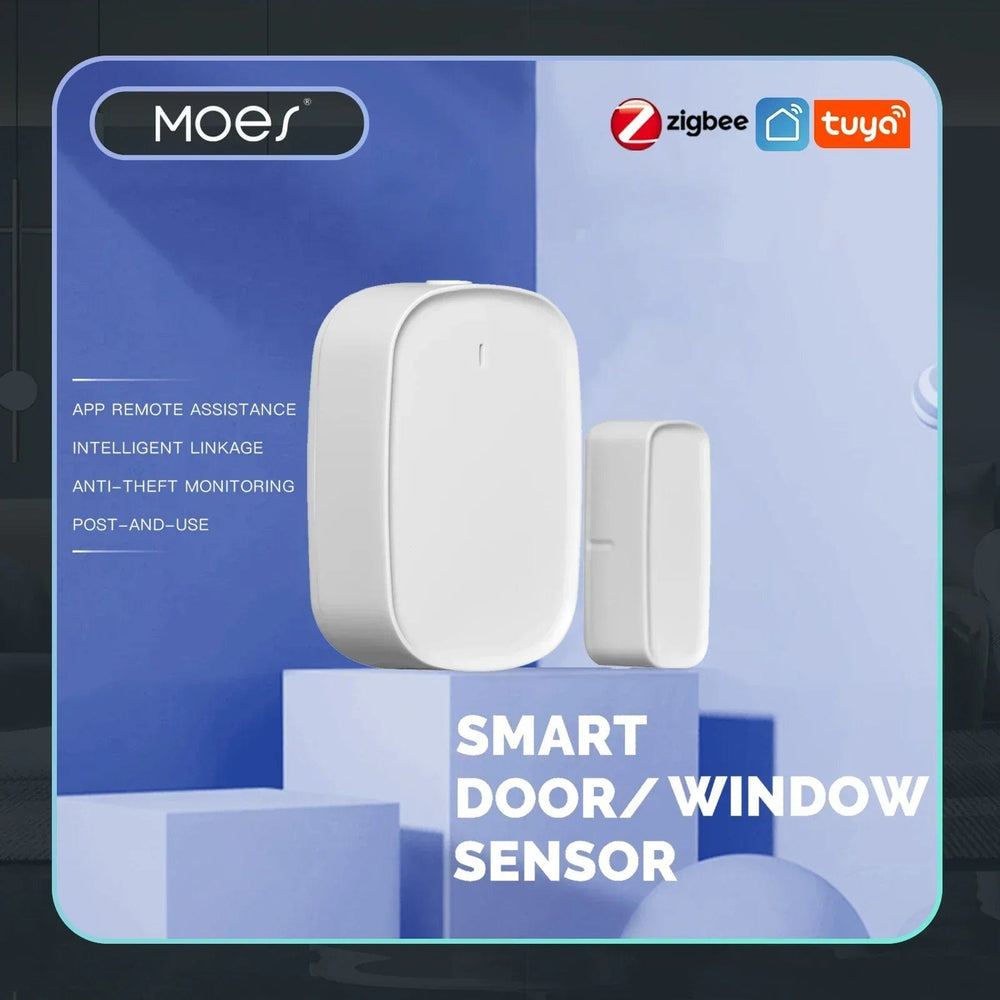 Planet Gates MOES Tuya ZigBee/Wifi Smart Window Door Gate Sensor Detector Smart Home Security Alarm System Smart Life Tuya App Remote Control