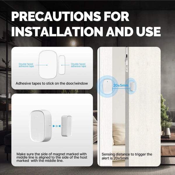 Planet Gates MOES Tuya ZigBee/Wifi Smart Window Door Gate Sensor Detector Smart Home Security Alarm System Smart Life Tuya App Remote Control