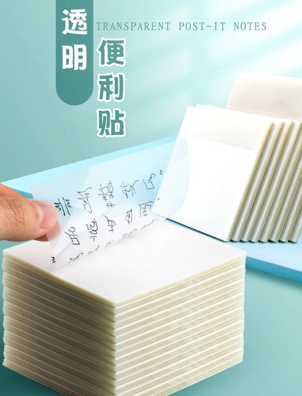 Planet Gates MOHAMM 50/100 Sheets Transparent Waterproof Posted It Sticky Note Pads Notepads Posits for School Stationery Office Supplies