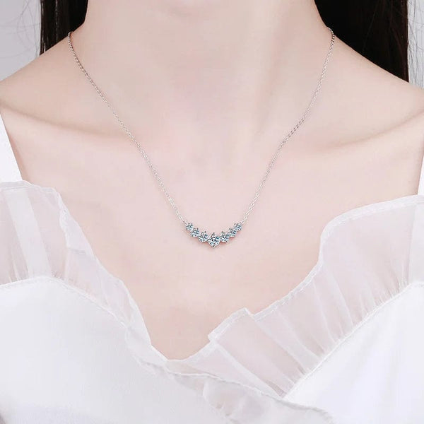 Planet Gates Moissanite Necklace For Woman Wedding Fine Jewely With Certificates 925 Sterling Sliver Plated 18k White Gold Necklace