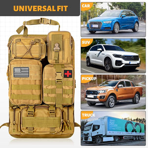 Planet Gates Molle Car Seat Back Organizer Tactical Seat Back Organizer with 5 Molle Pouches Universal Vehicle Panel Organizer Storage Bag