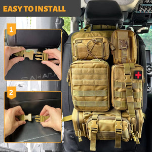 Planet Gates Molle Car Seat Back Organizer Tactical Seat Back Organizer with 5 Molle Pouches Universal Vehicle Panel Organizer Storage Bag