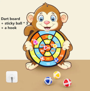 Planet Gates monkey Child Montessori Toys for Kids 2 to 4 Years Old Cartoon Animal Dart Board Sticky Ball Family Interactive Educational Toys Baby