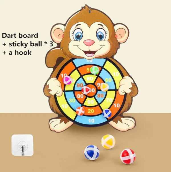 Planet Gates monkey Child Montessori Toys for Kids 2 to 4 Years Old Cartoon Animal Dart Board Sticky Ball Family Interactive Educational Toys Baby