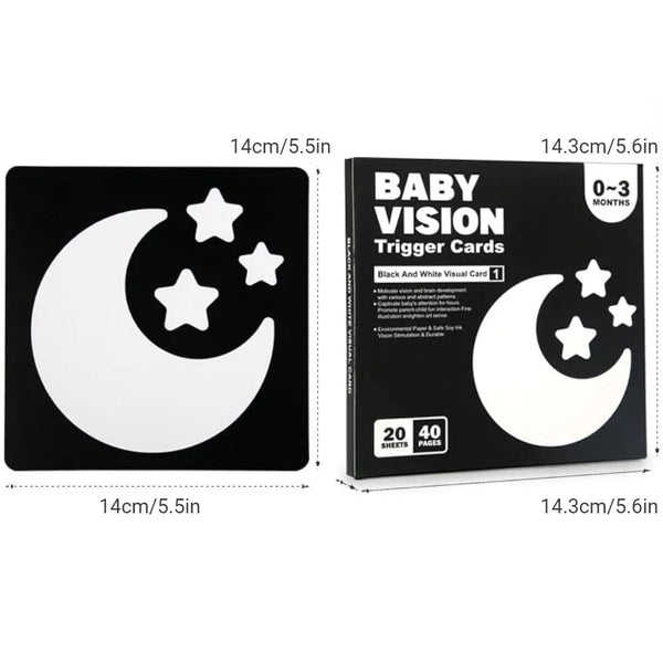 Planet Gates Montessori 0-12Month Baby Vision Stimulation Cards Black and White Contrast Cards Stimulate Newborn Visual Early Learning Toys