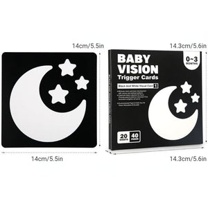 Planet Gates Montessori 0-12Month Baby Vision Stimulation Cards Black and White Contrast Cards Stimulate Newborn Visual Early Learning Toys