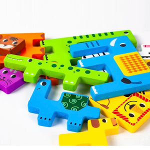 Planet Gates Montessori Animal Characters Transportation wooden puzzle Russian Blocks Cute Animals Puzzle Toys occupation