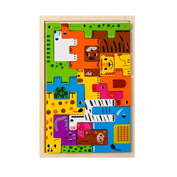 Planet Gates Montessori Animal Characters Transportation wooden puzzle Russian Blocks Cute Animals Puzzle Toys occupation